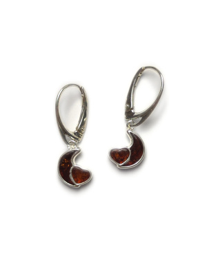 Srebrno bursztynowe kolczyki