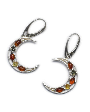 Srebrno bursztynowe kolczyki