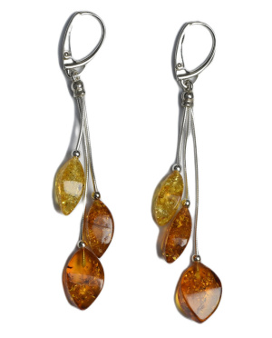 Srebrno bursztynowe kolczyki