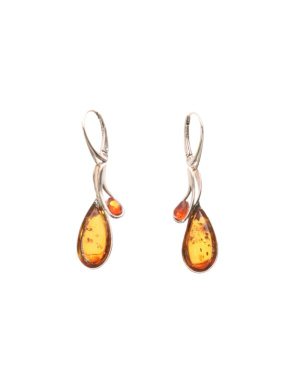 Srebrno bursztynowe kolczyki