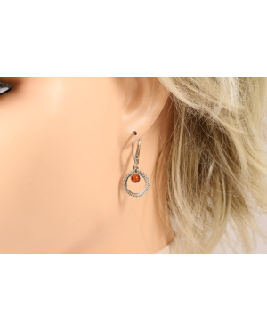 Srebrno bursztynowe kolczyki