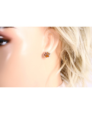 Srebrno bursztynowe kolczyki