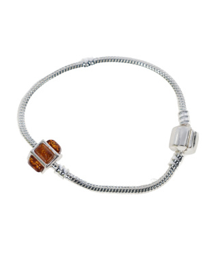 Charms srebrno bursztynowy