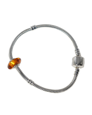 Charms srebrno bursztynowy