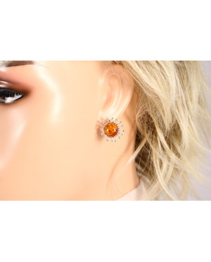 Srebrno bursztynowe kolczyki