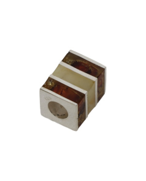 Charms srebrno bursztynowy-...