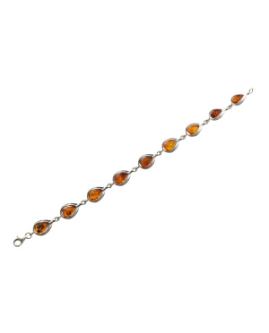 Bransoleta srebrno bursztynowa