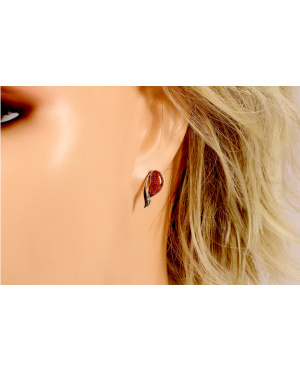 Srebrno bursztynowe kolczyki