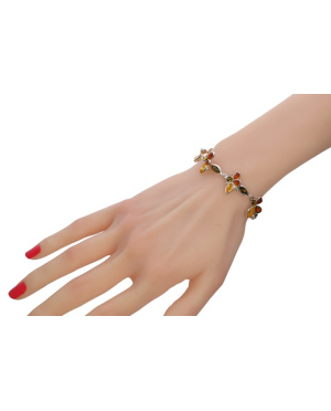 Bransoleta srebro z bursztynem