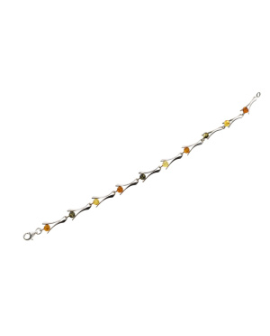 Bransoleta srebro z bursztynem