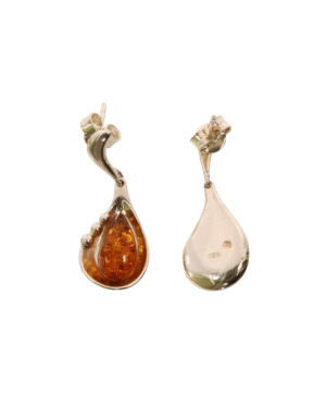 Srebrno  bursztynowe kolczyki