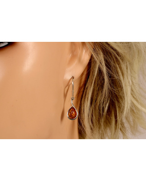 Kolczyki srebrno bursztynowe