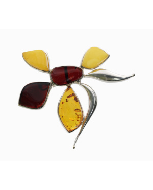 Broszka srebro z bursztynem...