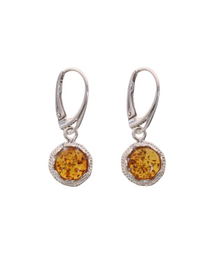 Srebrno bursztynowe kolczyki