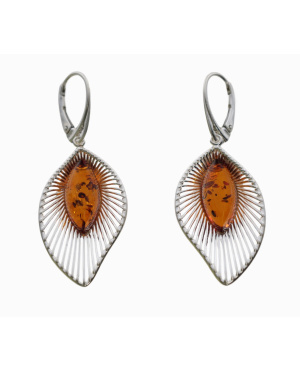 Koczyki srebro z bursztynem