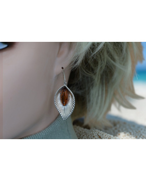 Koczyki srebro z bursztynem