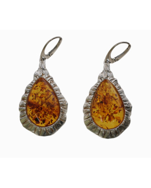 Kolczyki srebro z bursztynem