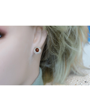 Kolczyki srebrno bursztynowe