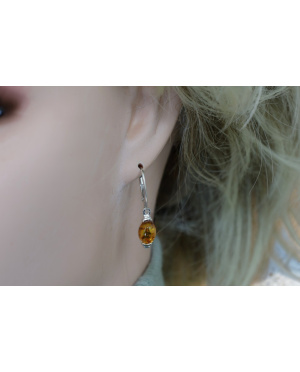 Kolczyki srebro z bursztynem