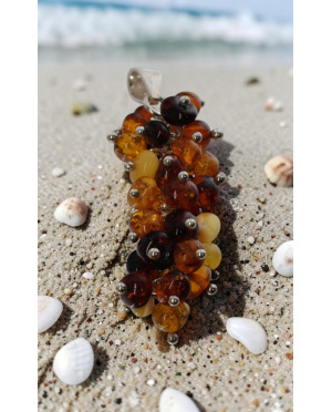 Wisiorek srebro z bursztynem