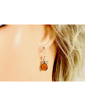 Srebrno bursztynowe kolczyki