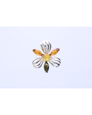 Wisiorek srebrno bursztynowy