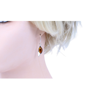 Kolczyki srebrno bursztynowe