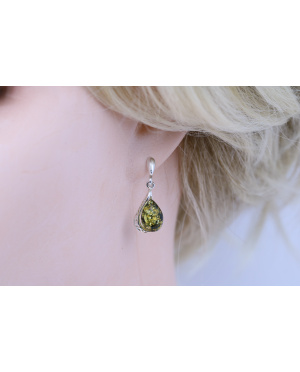 Kolczyki srebrno bursztynowe