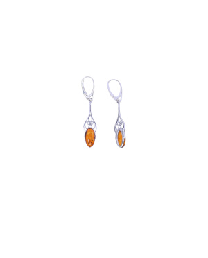 Kolczyki srebrno bursztynowe