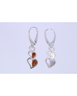 Kolczyki srebrno bursztynowe