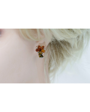 Kolczyki srebrno bursztynowe