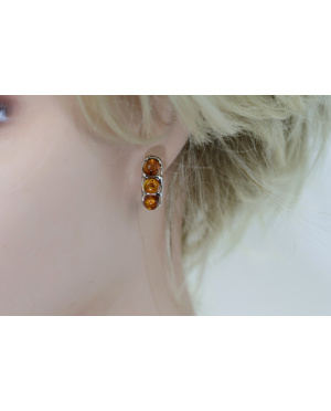 Kolczyki srebrno bursztynowe