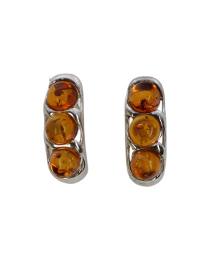 Kolczyki srebrno bursztynowe