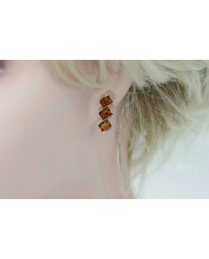 Kolczyki srebrno bursztynowe