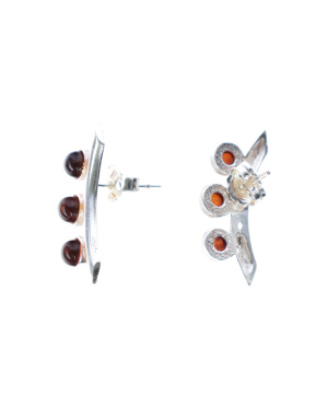 Kolczyki srebrno bursztynowe